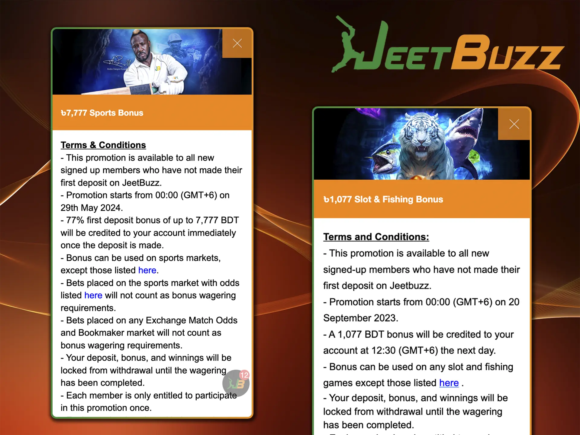 Be careful and be sure to learn the main rules when using bonuses from JeetBuzz Casino.