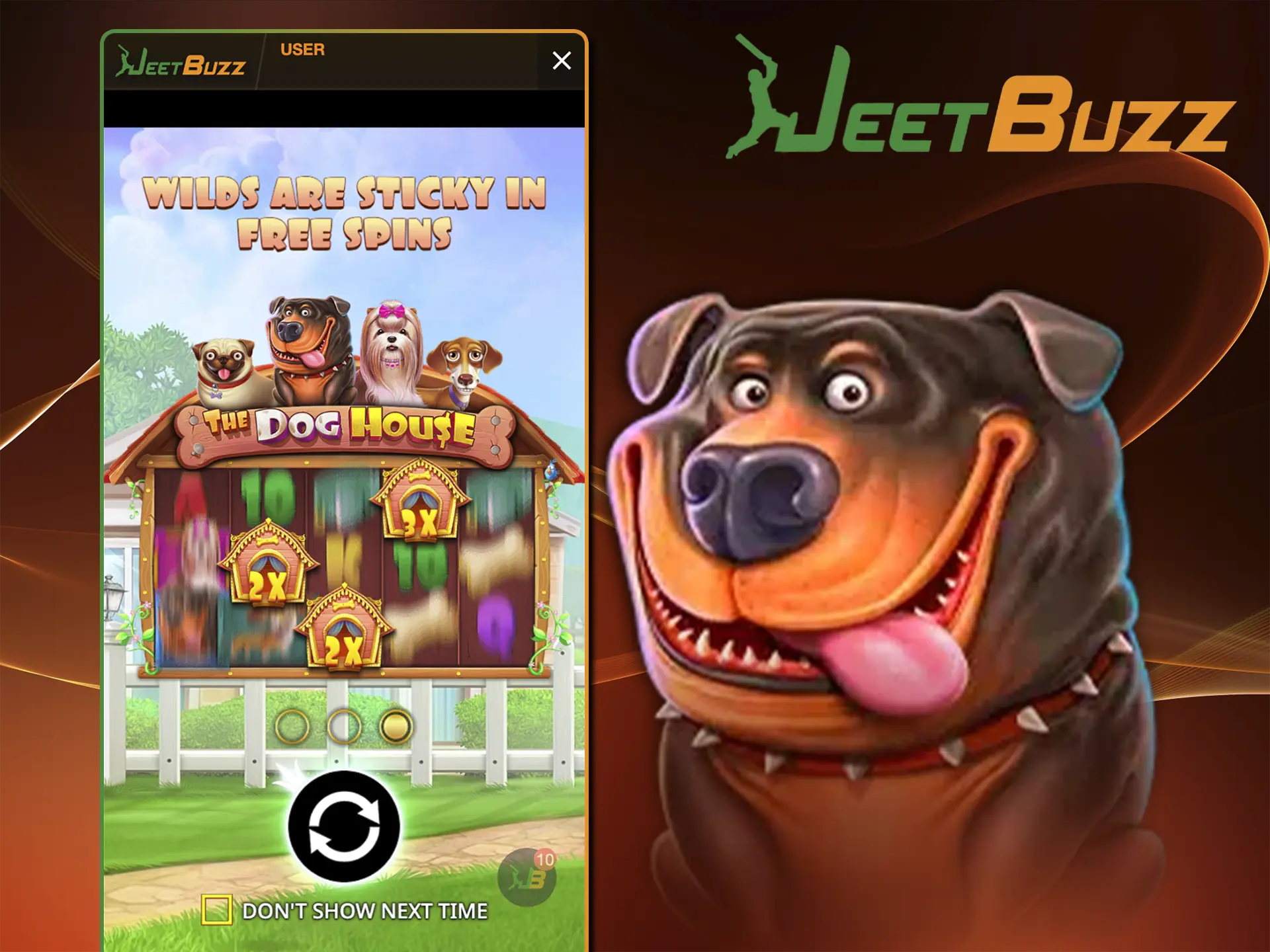 Spin The Dog House slot from JeetBuzz Casino and get a chance to win a bonus with free spins and big prizes.