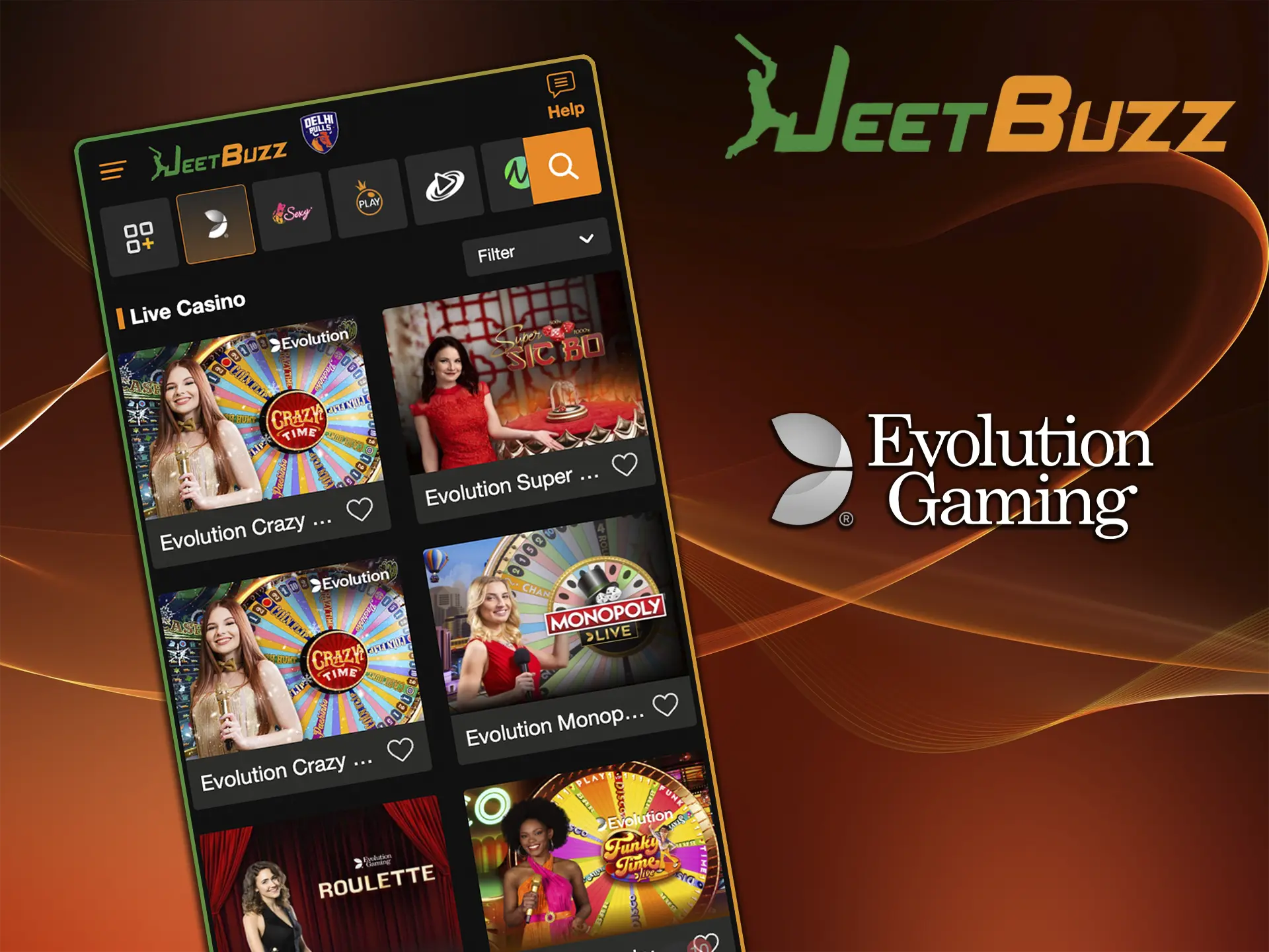 Explore the provider Evolution which is available at JeetBuzz Casino and is known for its lucrative games.