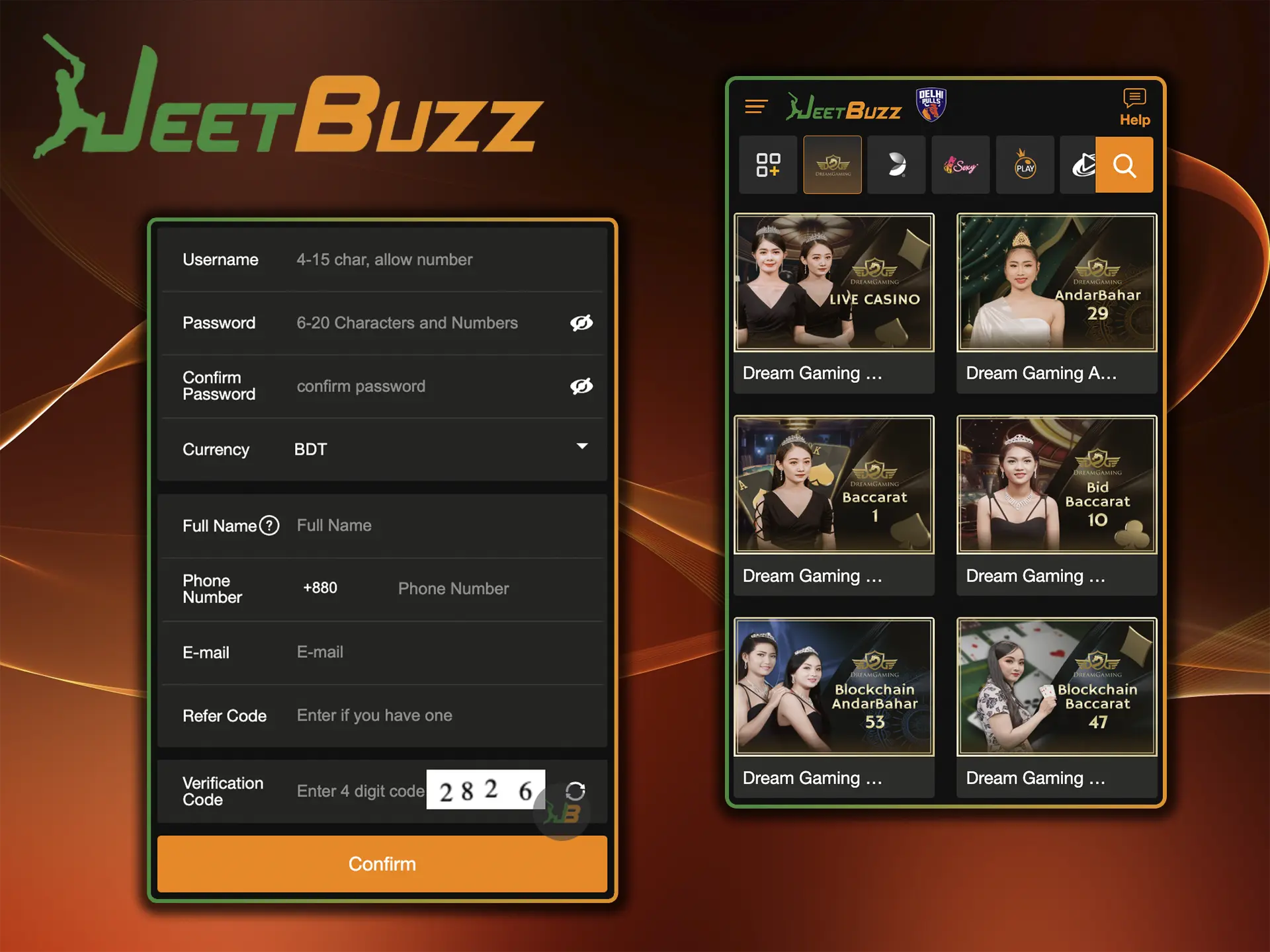 Start your journey at JeetBuzz Casino by completing a simple and straightforward registration.