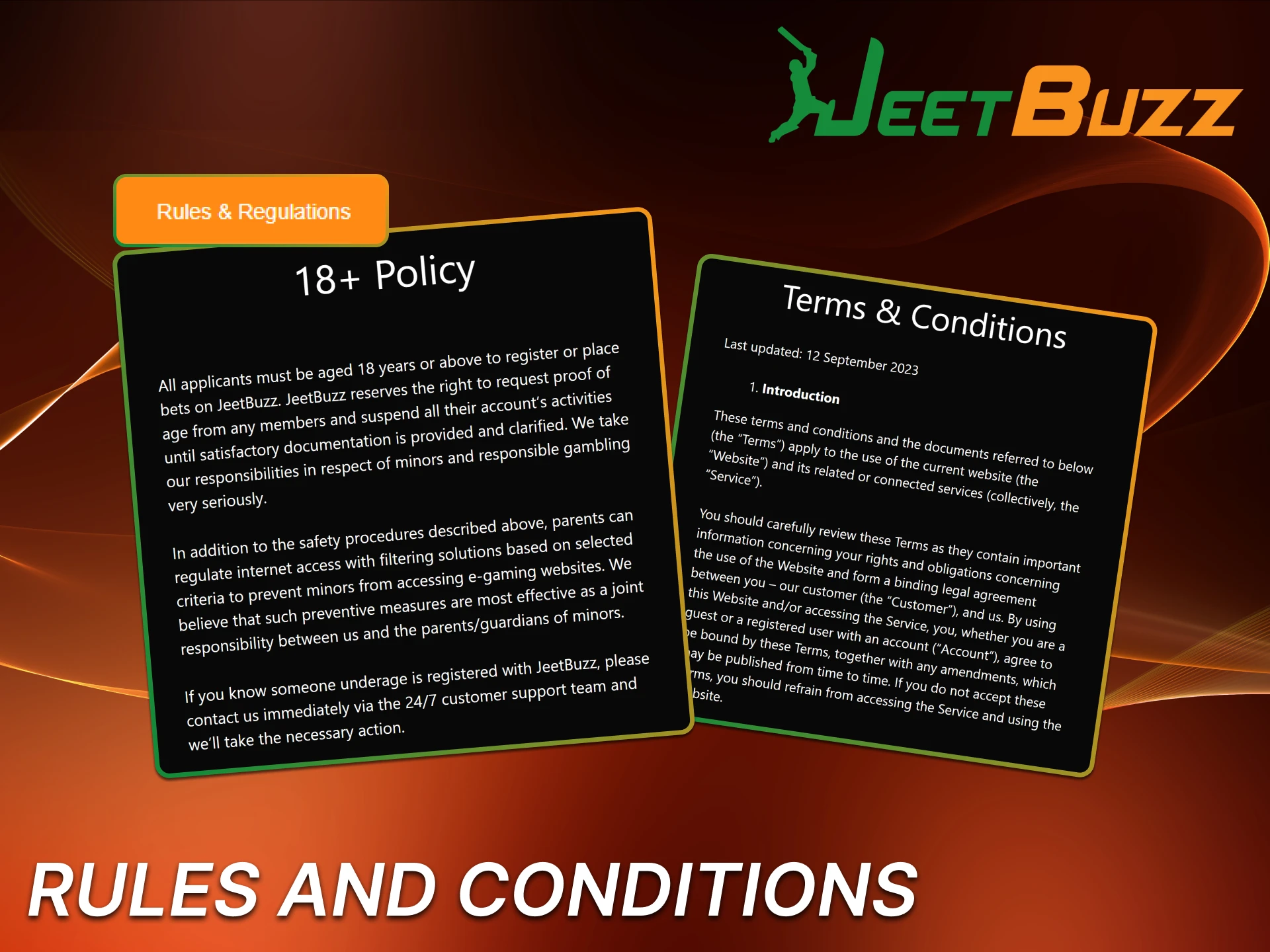Pay your attention to the main rules of the JeetBuzz site.